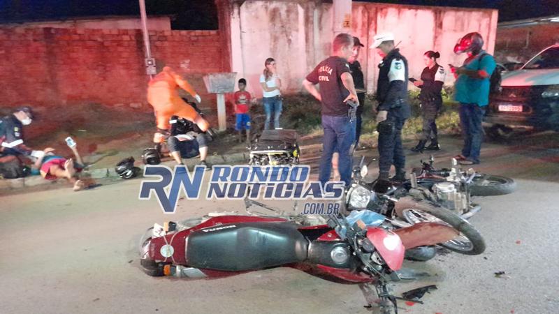 Duas motos colidem frontalmente em grave acidente na capital