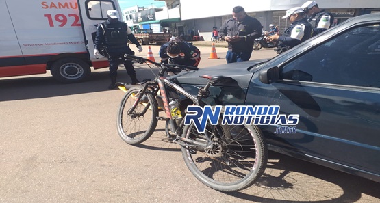 Ciclista fica ferido após se envolver em acidente com carro na capital 
