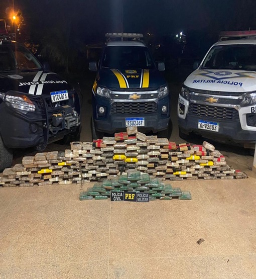 PRF, em uma ação conjunta com a PM e PC,  apreende quase 170 kg de drogas 