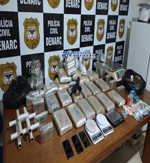 PC fecha "boca de fumo" e prende suspeitos com 40 kg de drogas e pistola de policial penal 