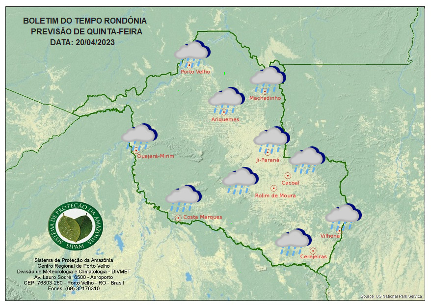 Frente fria chega a Rondônia nesta quinta-feira (20), diz Sipam
