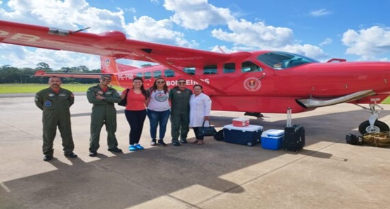 Grupamento de Operações Aéreas do BM faz transporte aero medico para o Brasil