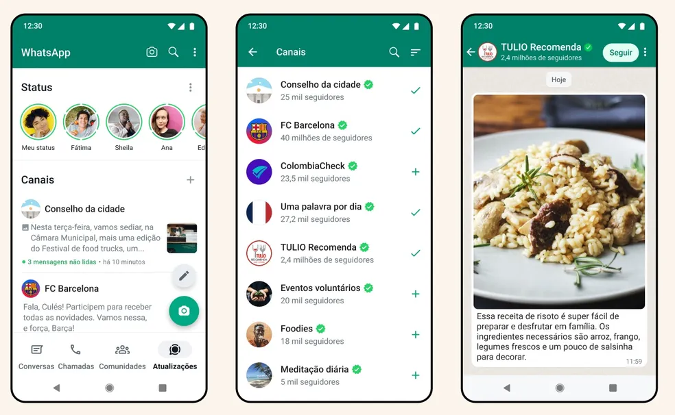 WhatsApp começa a liberar 'Canais', onde se pode mandar conteúdo para integrantes