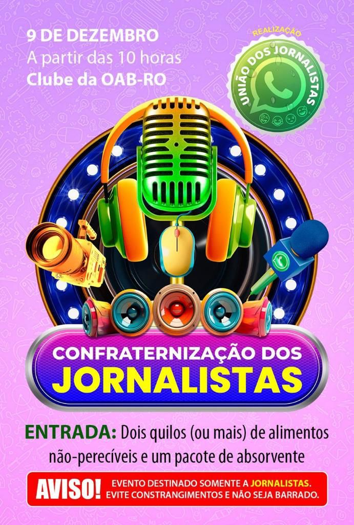 Festa dos Jornalistas é neste sábado, 09/12, no Clube da OAB na capital
