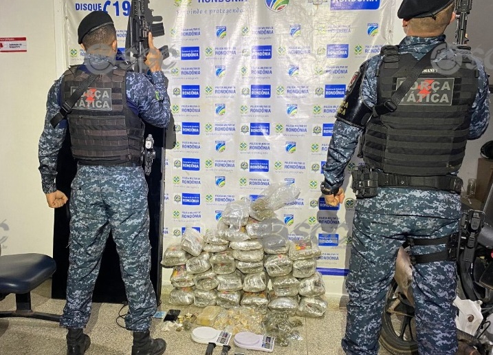PM apreende mais de 30 kg de drogas, avaliadas em R$ 600 mil, em residência de Ariquemes