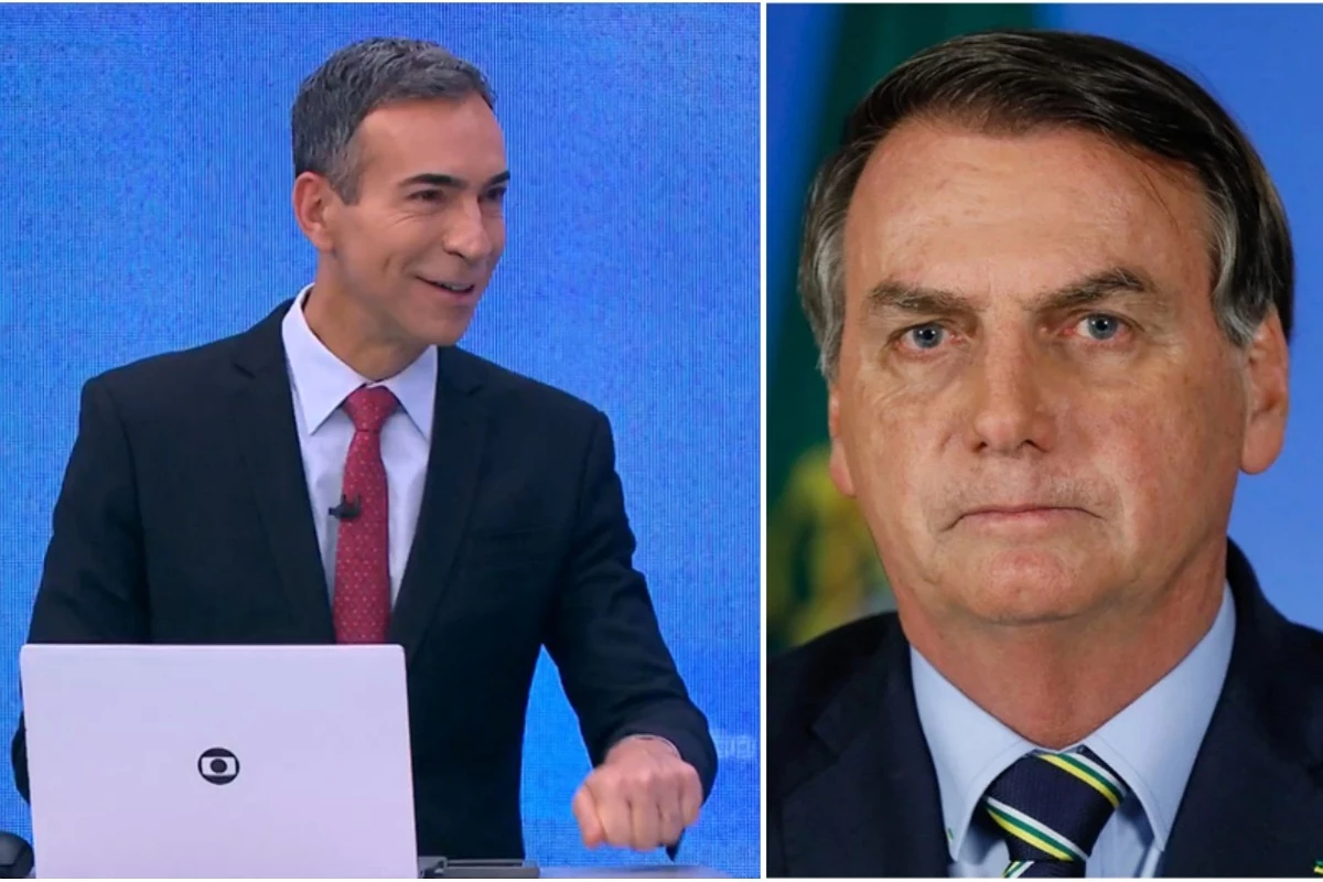 Jornalista da Globo, César Tralli debocha ao vivo de Bolsonaro no JH: ‘Toc, toc, toc’
