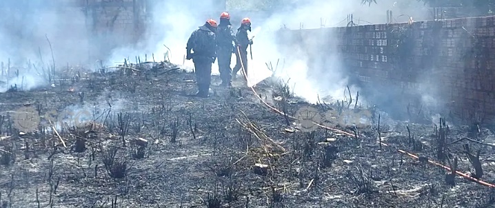 Incêndio em terreno baldio ameaça casas e assusta moradores no bairro Cuniã