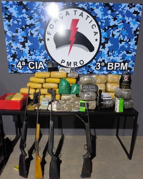 PM/RO desmantela esquema de tráfico em Cerejeiras, apreende drogas e R$ 64 mil em dinheiro
