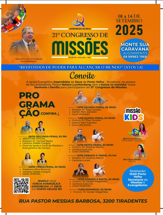 Assembleia de Deus realiza 21º congresso de missões em Porto Velho
