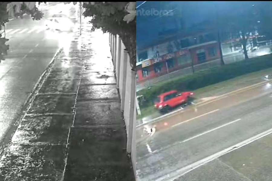 Passageira é arremessada de carro em movimento e sai andando normalmente 