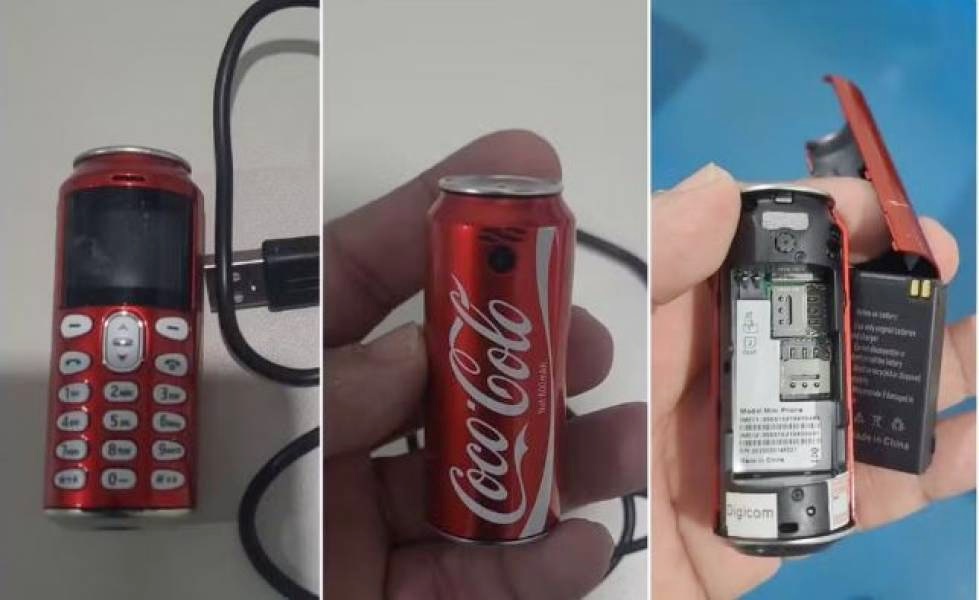 Minicelular em formato de lata de Coca-Cola é apreendido em presídio de MT na divisa com Rondônia