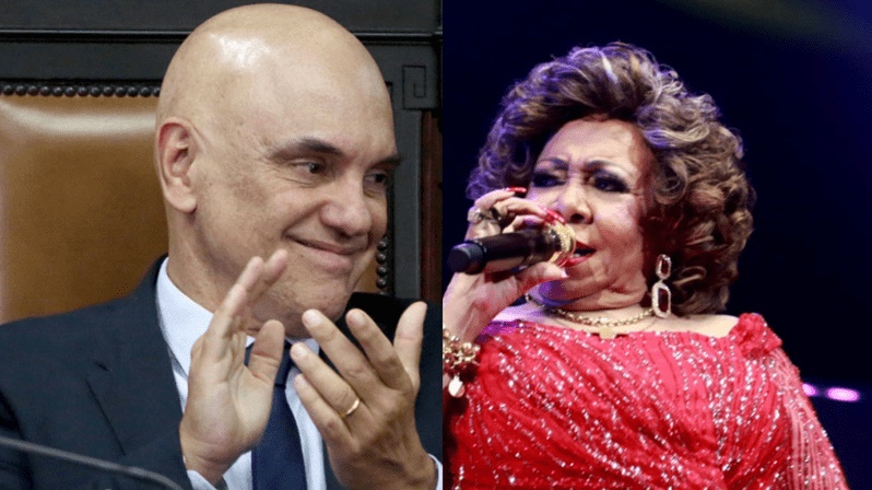 Alcione dedica show a Moraes, presente na plateia, e público reage