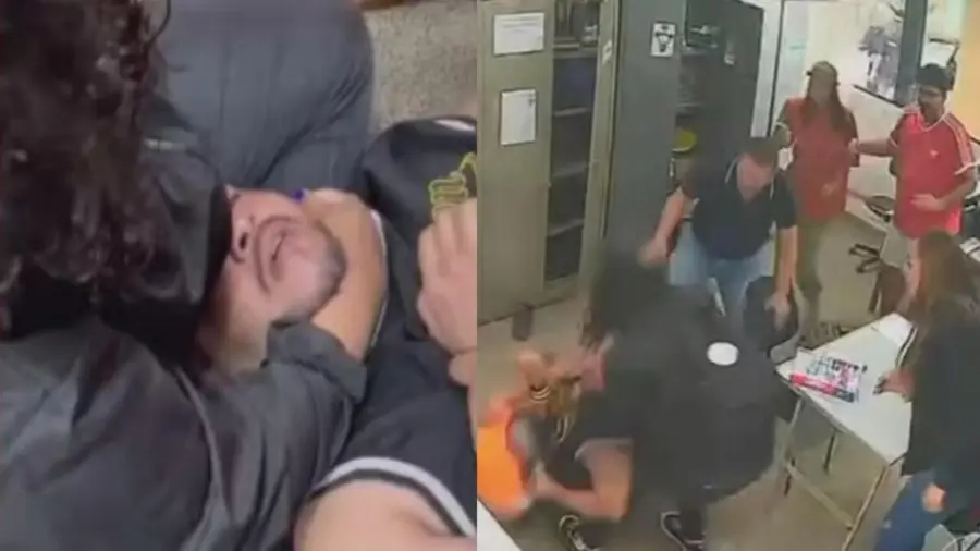 Veja o momento me que professor é agredido por pai de aluna e a própria filha tenta separar

