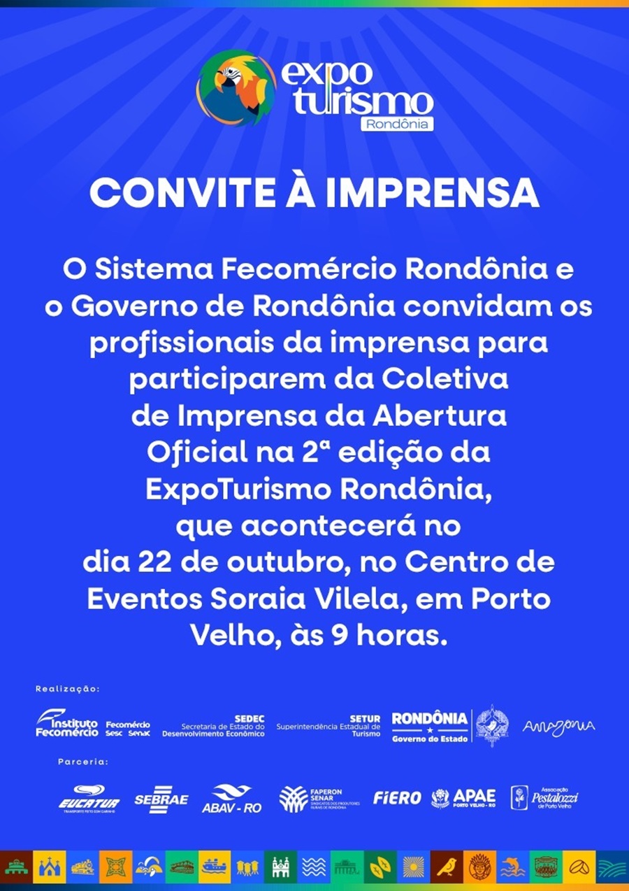 Fecomércio e Governo de RO convidam imprensa para abertura da 2ª ExpoTurismo em Porto Velho