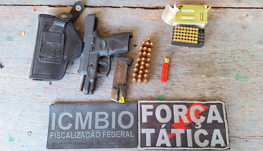 Polícia militar apreende arma de fogo e munições durante operação com ICMBio