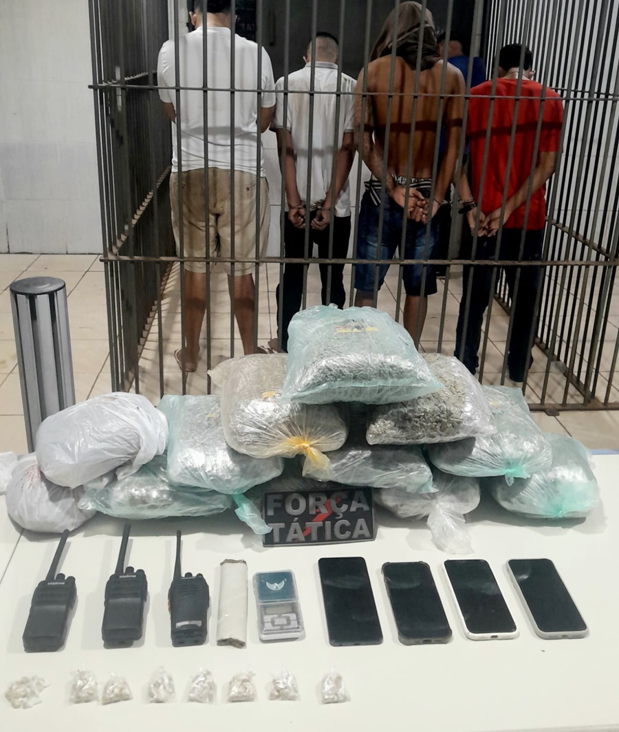 Ação conjunta da Força Tática e FICCO apreende grande carga de drogas e detém quatro suspeitos