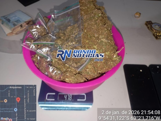 Força Tática desarticula ponto de tráfico e apreende drogas em ação policial em Ariquemes