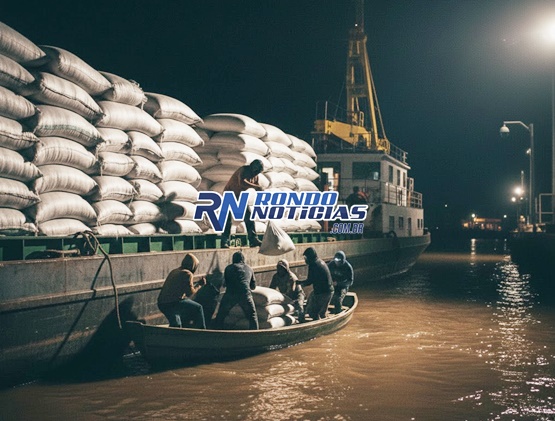 Quadrilha é flagrada em barco furtando sacos de soja de balsa no porto de Porto Velho