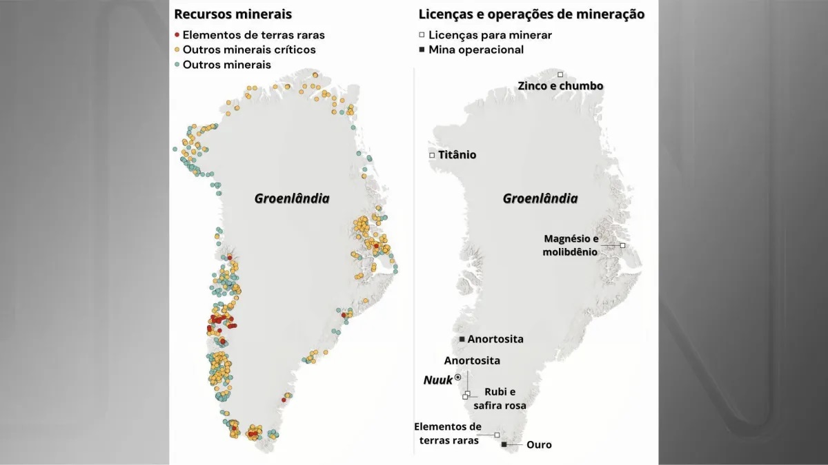  Mapa mostra riqueza mineral inexplorada na ilha alvo do Presidente dos Estados Unidos