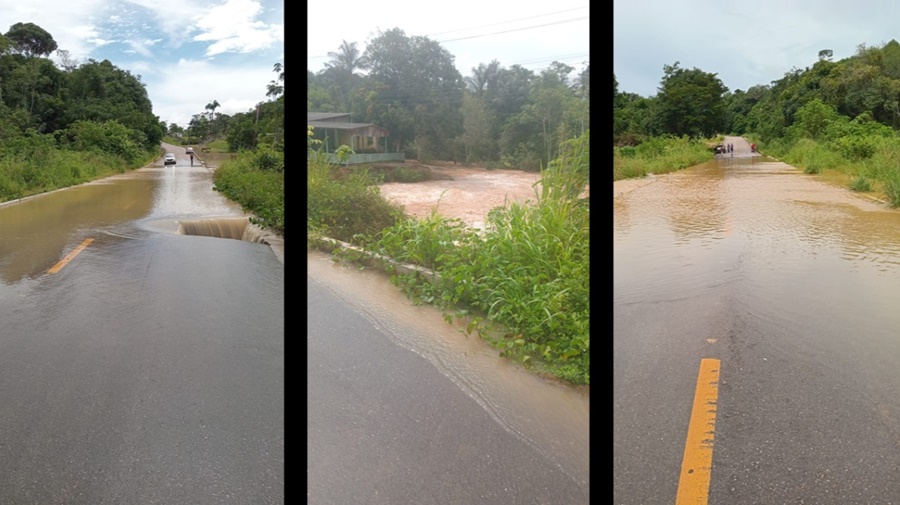 Chuva abre cratera e interdita Estrada de Santo Antônio em Porto Velho