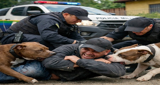 Pit bulls atacam assaltante durante fuga e suspeito acaba preso em Porto Velho