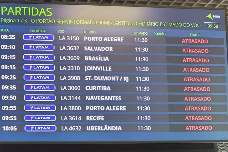 Espaço aéreo é fechado e voos suspensos em Congonhas e Guarulhos após pane na torre 