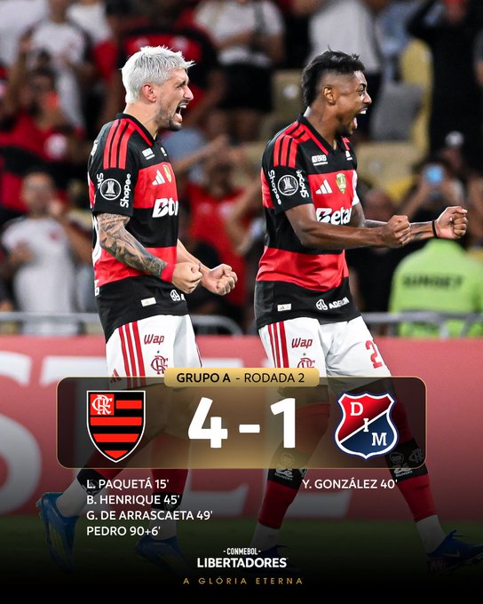 Flamengo goleia Independiente Medellín por 4 a 1 na Copa Libertadores
