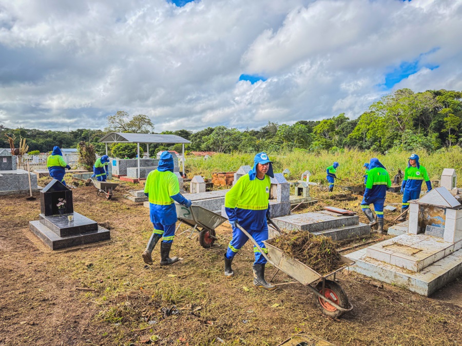 Limpeza reforçada no Cemitério da Vila Candelária em Porto Velho para o Dia das Mães