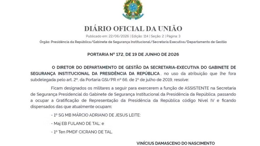 Governo Lula nomeia "Fulano" e "Cicrano de Tal" no Diário Oficial em claro amadorismo