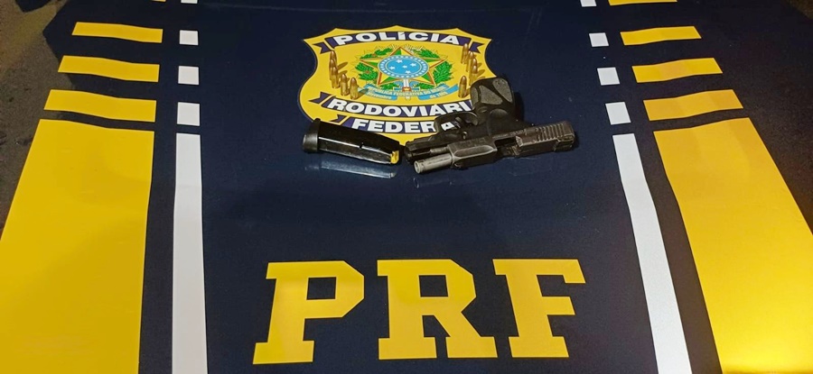 Polícia Rodoviária Federal em Rondônia apreende pistola calibre 9mm em Pimenta Bueno