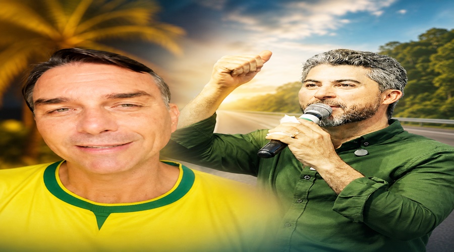 Flávio Bolsonaro promete rever pedágio da BR-364 em apoio à candidatura de Marcos Rogério 