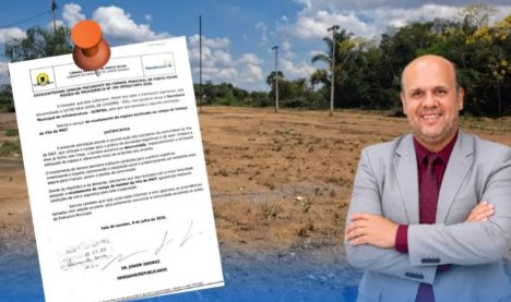 Júnior Queiroz comemora início da preparação da área para construção de campo de futebol na Vila DNIT