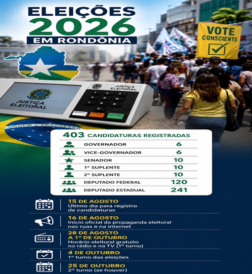 Rondônia chega a 403 candidaturas registradas e campanha inicia neste domingo