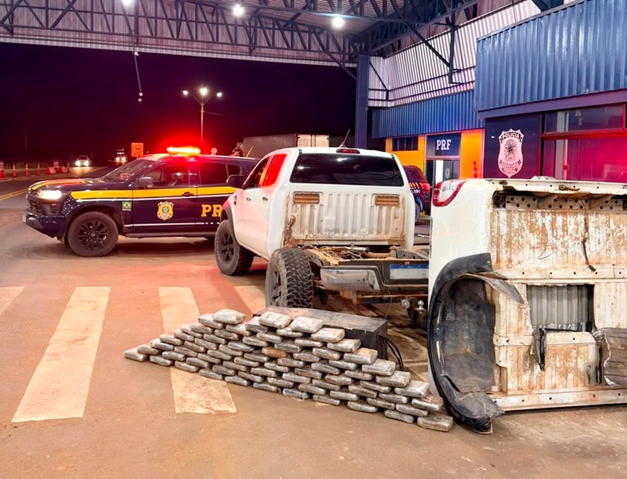 PRF descobre fundo falso em caminhonete e apreende quase 95 kg de “supermaconha” 