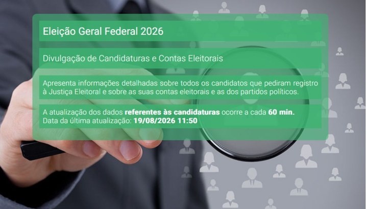 DivulgaCandContas permite consultar informações sobre candidaturas das Eleições 2026