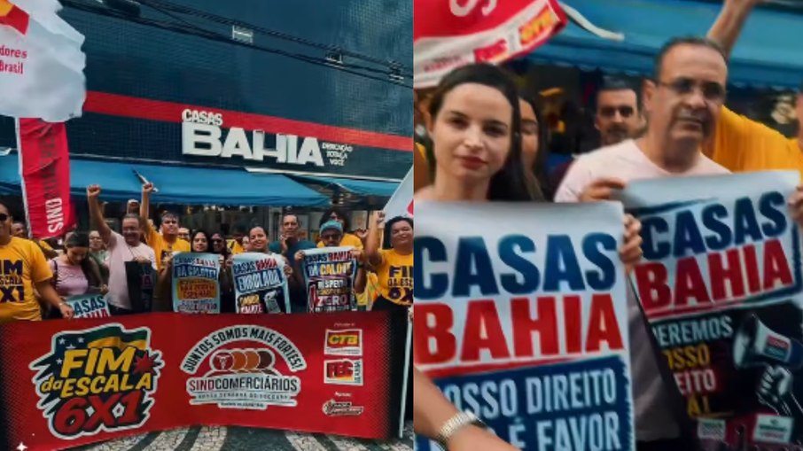 Trabalhadores da Casa Bahia protestam após demissão em massa e ausência de pagamento