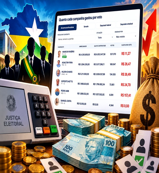 Custo por voto dos eleitos em Rondônia chega a R$ 48,86 nas eleições de 2026; veja os gastos