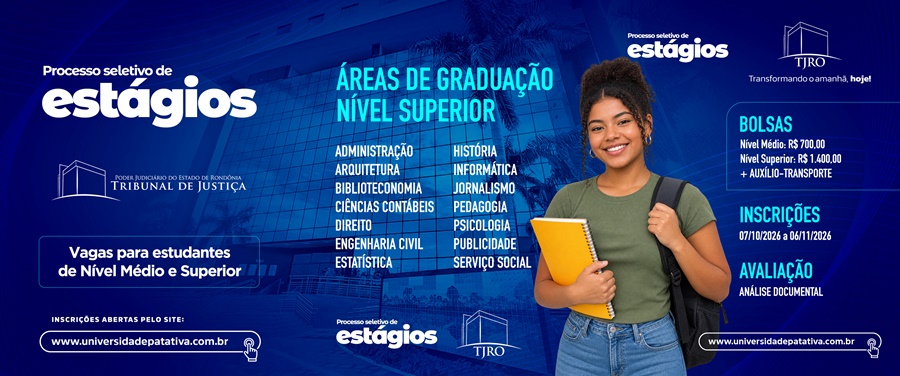 TJRO abre processo seletivo para estagiários em todas as comarcas de Rondônia