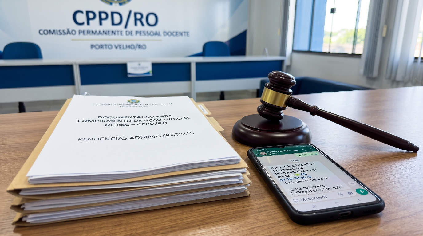 CPPD/RO convoca professores para complementação de documentação de ação judicial