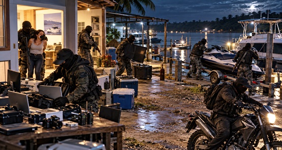Bando armado invade empresa, amarra proprietária e foge com jet ski e motocicleta