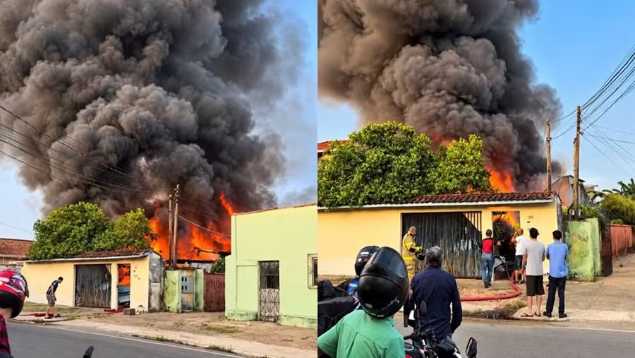 Incêndio destrói casa em Ji-Paraná e bombeiros usam mais de 30 mil litros de água para conter chamas