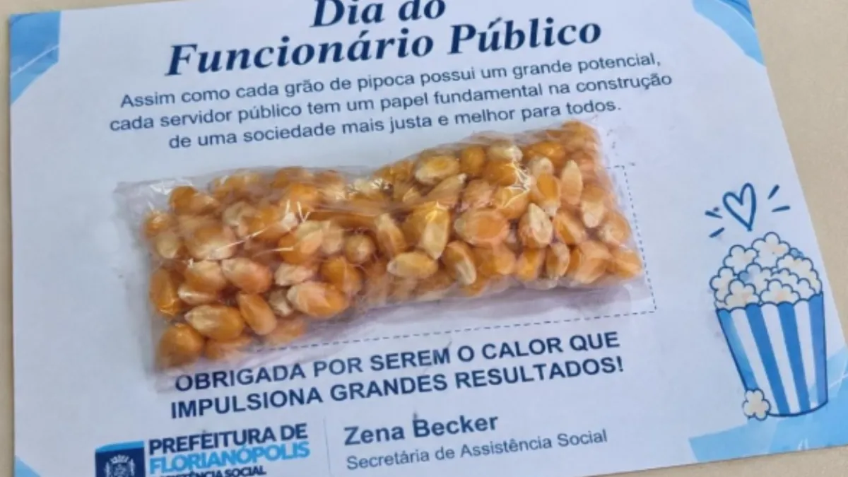 Secretaria de Florianópolis dá milho cru como lembrança no Dia do Servidor Público
