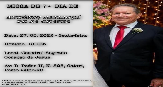 Missa de Sétimo Dia de Antônio Patrioça de Sá Chaves