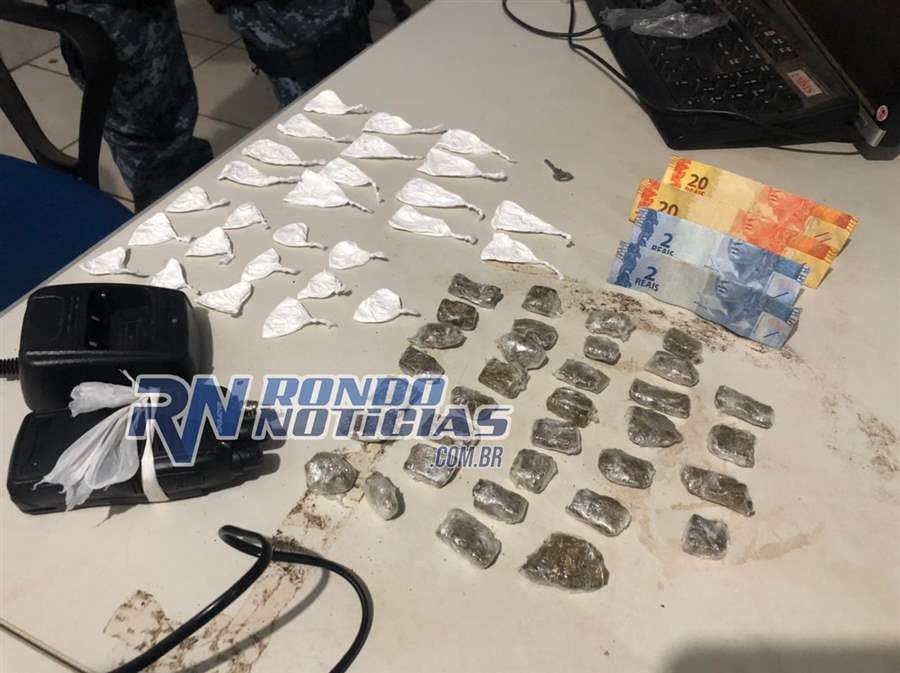 Adolescente é flagrado com dezenas de porções de maconha e cocaína 