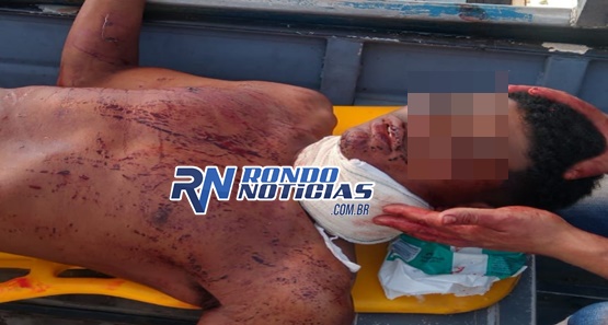Jovem atacado a golpes de facão é socorrido pelo helicóptero do NOA 