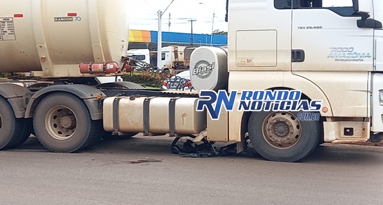 Carreta atropela e arrasta ciclista na Jorge Teixeira em Porto Velho