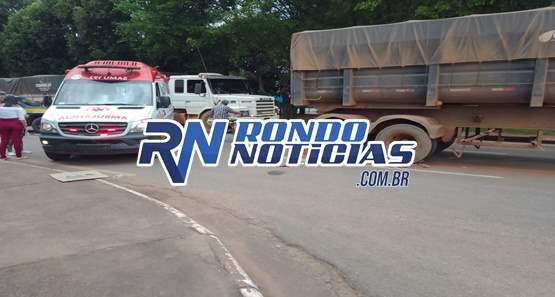 Motociclista colide com veículo e vai parar debaixo de carreta na Jorge Teixeira