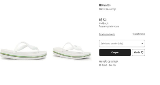 Site de moda de luxo, cobra R$ 531 em chinelo Havaianas e recebe críticas de internautas
