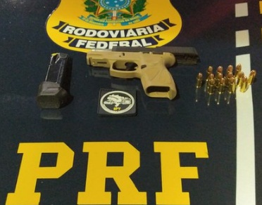 Polícia Rodoviária Federal apreende Pistola 9 mm e munições na BR 364