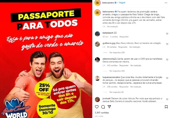 
Beto Carrero será multado em R$ 100 mil se fizer propaganda eleitoral